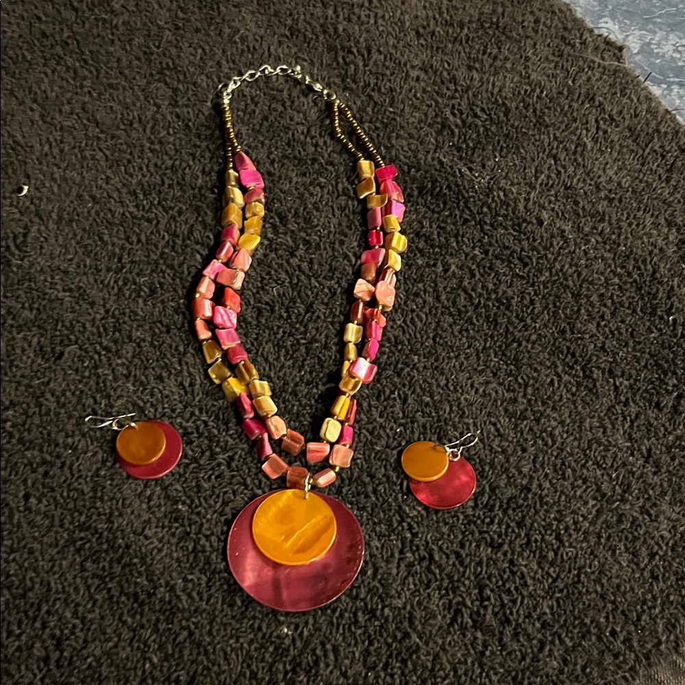 Multicolor Beaded Necklace and Earring Set